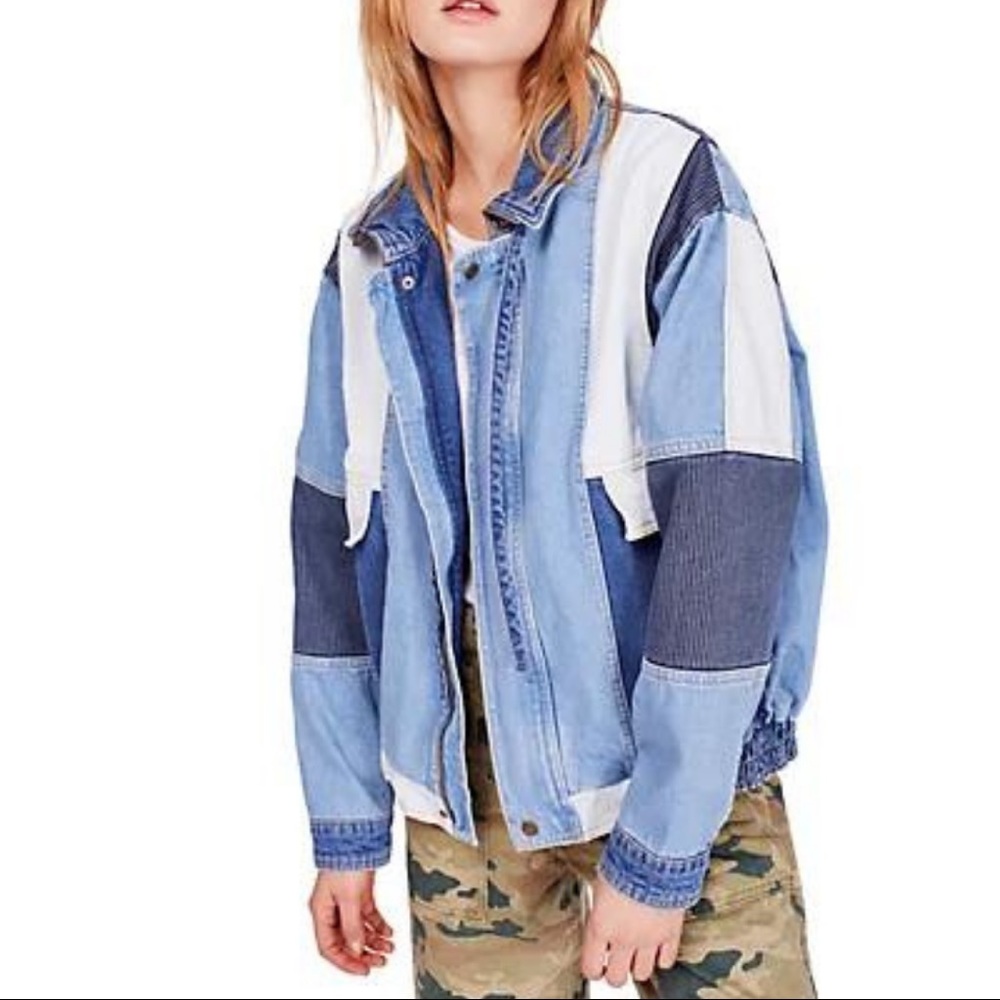 SOLD Free people Panel Denim Bomber Jacket - Picture 6 of 9